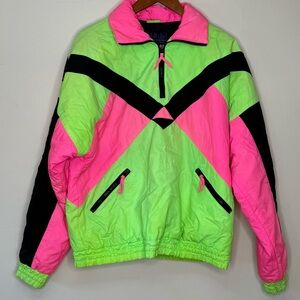 Vintage Dual Control Neon Colorblock Pullover Jacket - Small